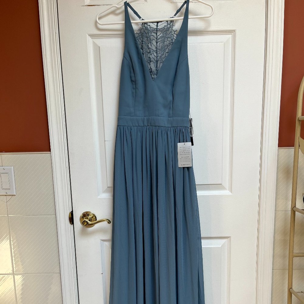 Lulu's Slate Blue Floor Length Dress